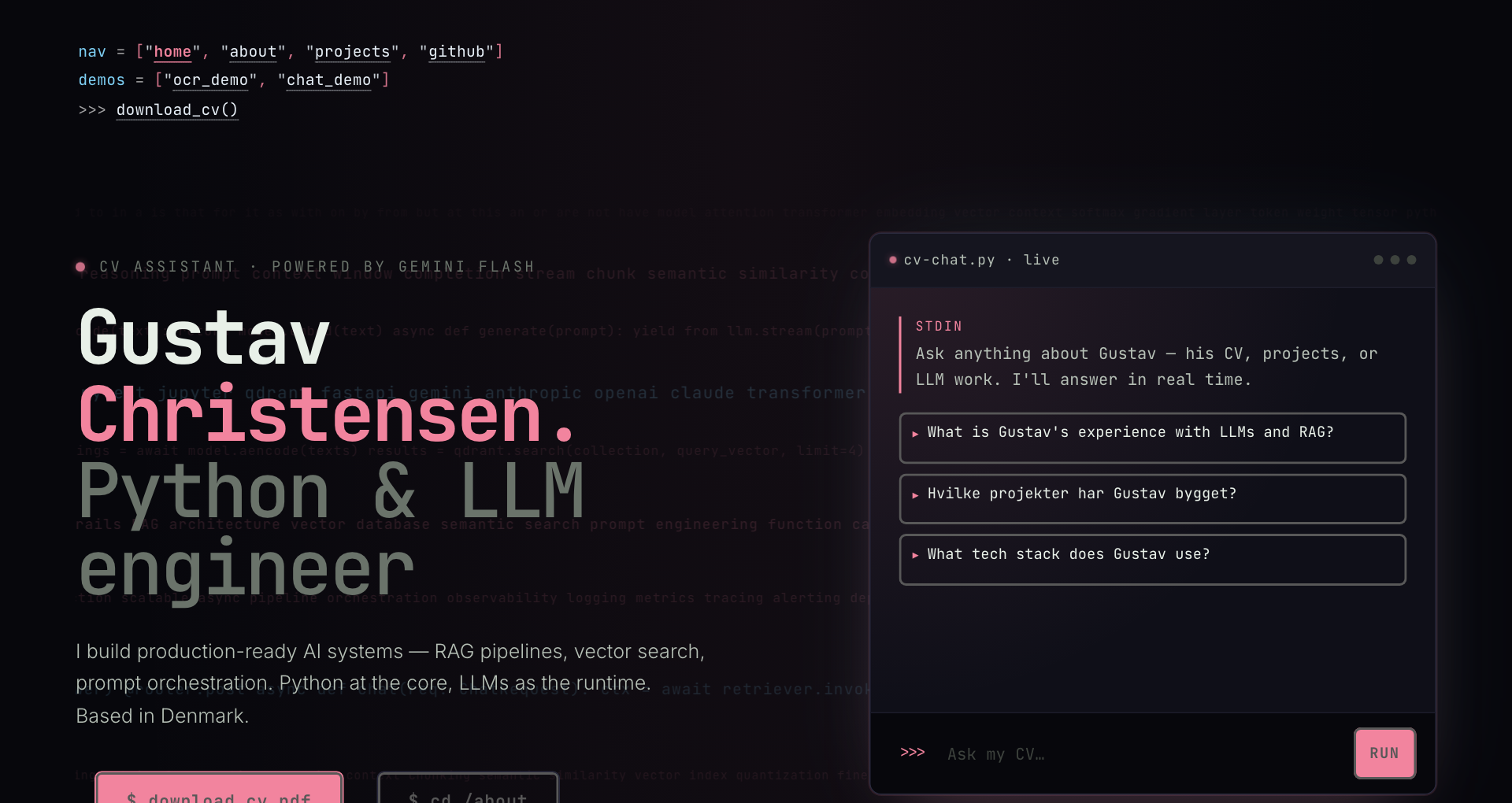 Professional Portfolio & CV Generator — preview